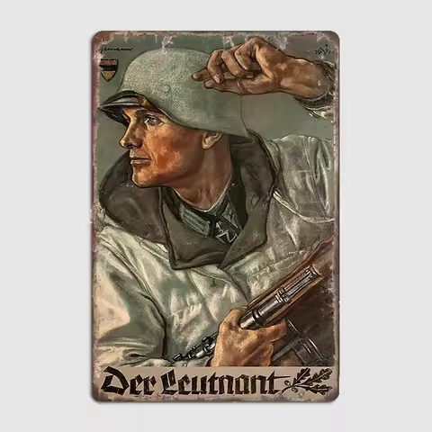 Der Leutnant The Lieutenant Ww2 Metal Sign Mural Painting Cinema Living Room Cinema Funny Tin Sign P