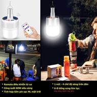 Super bright 60w rechargeable Led light with remote - Solar powered light bulb with hanging hook
