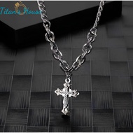 Titanium necklace for men with cross pendant symbol - Titan's House - DM002T