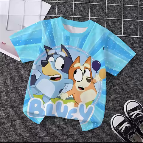 2026 Official Licensed Bluey 3D Print T-shirt Cute Cartoon Tops Adults Kids Boys Girls S-6XL 90-160C