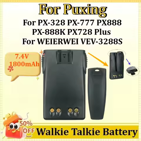 7.4V 1800mAh Replacement Walkie-talkie Battery for Puxing PX-328 PX-888K PX728 Plus PX-777 PX888 for