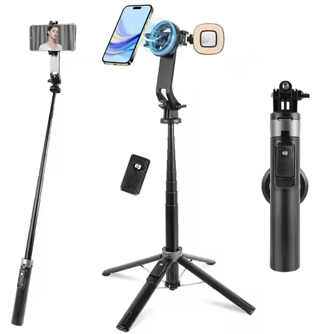 Magnetic Tripod for IPhone 52" Cell Phone Tripod Portable Selfie Stick Compatible with IPhone/Androi