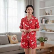 GOODNITES - rayon red swan pajamas 924F (ML-XL-XXL-XXXL)