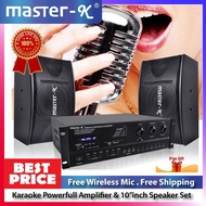 Karaoke Amplifier Speaker Set 【LAZ Flash Sales Promo】MASTER-K MALAYSIA BRAND Karaoke Amplifier Bluetooth Hifi System With 10" Inch Woofer And Double Tweeter 2 Way Speaker