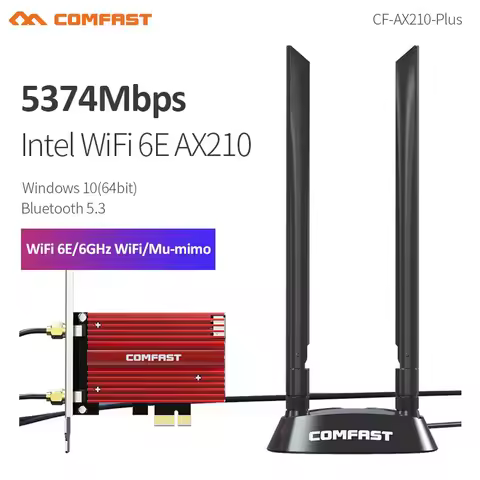 Comfast AX210 WiFi 6E 5374Mbps PCI-E Adapter 2.4G&5.8G&6GHz PCI Express AX200 WiFi 6 BT 5.3 Network 