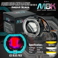 2.5 INCH BILLED PROJECTOR HEADLIGHT MINI SHROUD BLACK SUPER BRIGHT