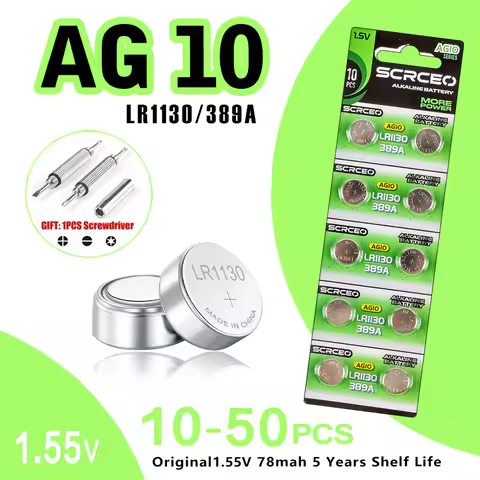 10-50PCS LR1130 AG10 LR54 389 189 1.5V lithium manganese dioxide button battery, suitable for calcul