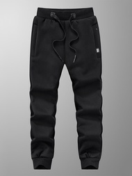 Winter Mens Sweatpants Thick Warm Fleece Joggers Sportswear Zip Pockets Cotton Casual Track Pants Pl