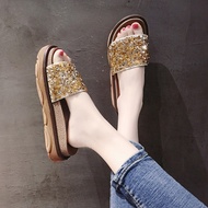 Socofy Shoes Women Glitter Slides Flat Slippers Platform Med Fenty Beauty Soft Crystal 2019 Sliders