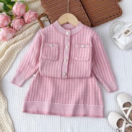 Bear Leader Baby Clothing Suits Fashion Houndstooth Girl Clothes Winter Long Sleeved Single Breasted