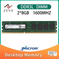 ใหม่สำหรับไมครอน16GB 2X8GB PC3L-12800U DDR3L 1600MHz 1.35V 240Pin DIMM Desktop Memory RAM