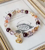 焰曜之環-五行屬火手鍊/紫牙烏紅石榴/紅銅鈦晶/太陽石/紫水晶/