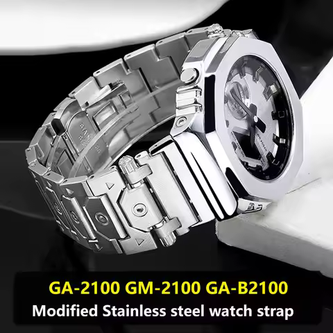 GA2100 Stainless steel watch band For Casio Farm Oak GA-2100 GA-2110 GBM-2100 GM2100 Modified metal