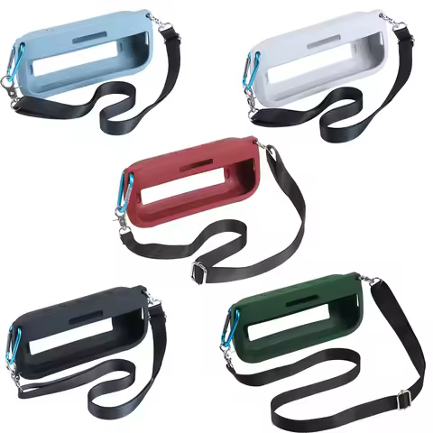 Silicone Cover Case Anti Drop Speaker Case with Shoulder Strap&Carabiner Protective Skin Sleeve for 