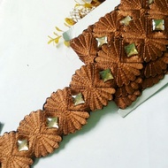 Per yard, diamond embroidery lace in brown to gold, 6 cm wide