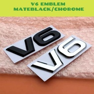 V6 Emblem Logo (MateBlack/Chrome)
