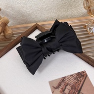 Elegant Satin Big Bow Hair Clip Double Sided Bow knot Hair Claws Large Shark Clip Vintage Hair Accessories Solid Color Hairpins