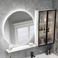 S-6💝Bathroom Storage Bathroom Mirror Cabinet round Smart Mirror Single Wall-Mounted Anti-Fog Storage Rack with Light KO4