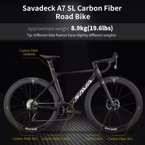 SAVA A7L Low-Priced Carbon Fiber Road Bike with SENSAH 7120 Kit 24 Speed Lightweight 8.9kg Road Bike