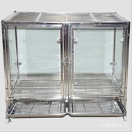 🚢Wholesale Pet Supplies Cage Stainless Steel Glass Display Cage/Pet cage/Dog crate Double Layer Dog Cage