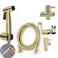 Gold Toilet spray bidet sprinklers Muslim Sprayer shower head Hook holder Water hose T valve Douche Handheld WC Bathroom  SG5L3