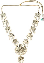 FAUX KUNDAN JEWELLERY NECKLACE SET MADE WITH ELEGANCE OF BEADS NECKLACE AND DANGLE EARRINGS BEAUTIFULLY HAND CRAFTED PURELY DIVINE, Copper Alloy, faux kundan
