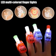 LED Cartoon Little Animal Pattern Projection Luminous Finger Light Casual Colored Light-emitting Rings Lamp for Party Kids Toys Birthday Christmas Gift