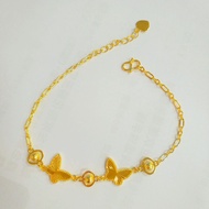 cod 24K Gold Womens Butterfly Bracelet | AU999 Pure Gold diamond - encrusted 3D wings gold chain ele