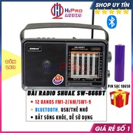 Đài Radio Đa Năng Shuae SW-666BT 12Band Fm/Am/Sw Bluetooth/Usb/Thẻ Nhớ Đài Nghe Nhạc Cao Cấp Tặng Pi