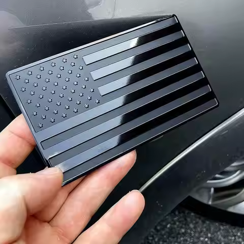 1Pair Aluminum Alloy Black USA American Flag Car Tuning Sticker Motorcycle Parts Badge Accessories F