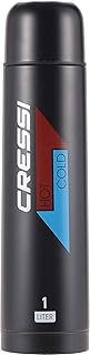 Cressi Unisex Adult Stainless Steel Thermal Flask 1 Litre Stainless Steel Sports Thermos Flask, Blac