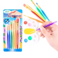 【Online】 6pcs/set Colored Handle Nylon Paint Brushes Set For Drawing Painting Watercolor Kids Art Supplies