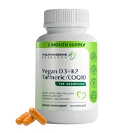 4-in-1 Plant Based Vitashine Vegan Vitamin D3 + K2Vital Vitamin K2 with Turmeric and COQ10 - with Av