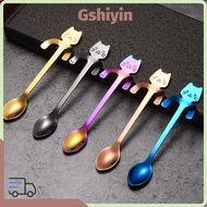 GSHIYMY 1/4pcs Stainless Steel Teaspoon, Stainless Steel Cute Design Mini Cat Coffee Spoon,  Kitchen