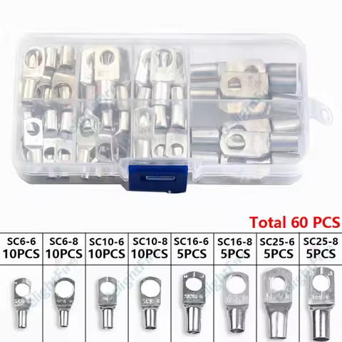 Crimp Wire Terminal 6 8mm Width Tinned Copper Soldless Power Nose Connector For 6~25mm2 10~4AWG Elec