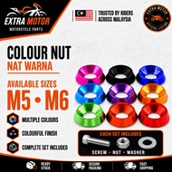 Colour Nut M5 M6 Complete Set with Screw Hex Nut Washer Motorcycle Body Cover Nat Warna Motor