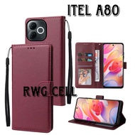 HP Itel A80 Flip Cover Case Leather Wallet Magnetic Card Slot Free TALI Standing Wallethp