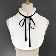 Renaissance women's accordion lace pleated stand-up collar bow tie shirt false collar for spring, su