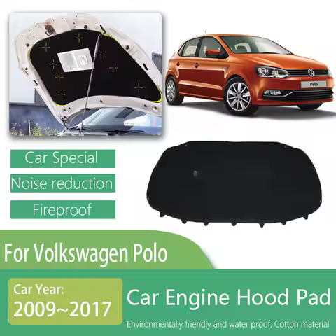 Car Sound Insulation Rugs For Volkswagen VW Polo Mk5 2009~2017 Soundproof Hood Engine Insulation Cot