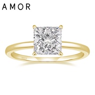 AMOR 925 Sterling Silver 2CT Promise Rings Gold Stunning Wedding Bands Engagement Rings Princess Cut