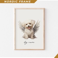 Wall painting, Bichon Frize Dog Memorial Rainbow Bridge Print, Pet Loss Memorial Portrait, Angel Dog
