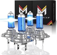 Mega Racer H7 Halogen Headlight Bulb 12V 100W Xenon 5000K Super Ultra White for Low Beam and High Beam, 4 Bulbs