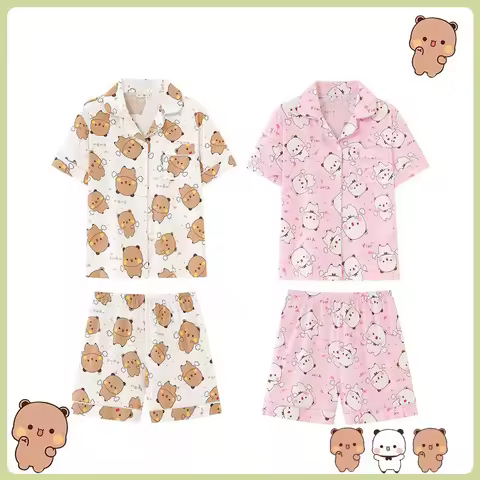 Bubu And Yier Pajamas Kawaii Bubu And Dudu Sleepwear Women's Summer Cool Cotton Short Sleeved Shorts