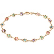 Barzel 18K Gold Plated Gold and Multi Color Crystal Baguette Anklet