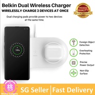 Belkin Dual Wireless Charger (Dual Wireless Charging Pad 10W/15W for iPhone 11,11 Pro,11 Pro Max, Ga