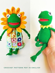 向日葵青蛙在礼服或Kermit青蛙-钩针图案青蛙pdf英文