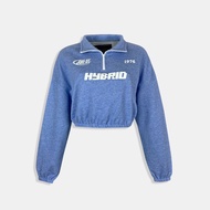 Hybrid Crop Sweatshirt ไฮบริดเสื้อสเวตเชิ๊ตแขนยาวผู้หญิง ทรงครอป สีฟ้า(Blue)WC-165-BU เสื้อเท่ๆ swea