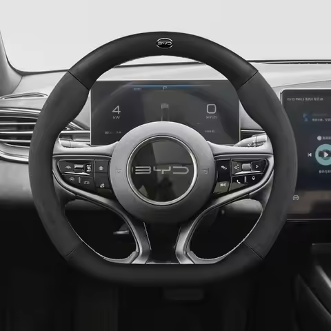 Suede Leather, For BYD Atto 3 Dolphin Seal Tang F3 Dmi Song Yuan EV 2023 2024, 38cm Auto steering wh