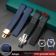 21mm Soft Rubber Strap for Aquanaut Series 5164 5167 Men's Watch Band Folding Buckle