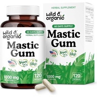 Wild & Organic Mastic Gum Capsules - 1000 mg Mastic Gum Resin Supplement for Gut Support - 2 Month S